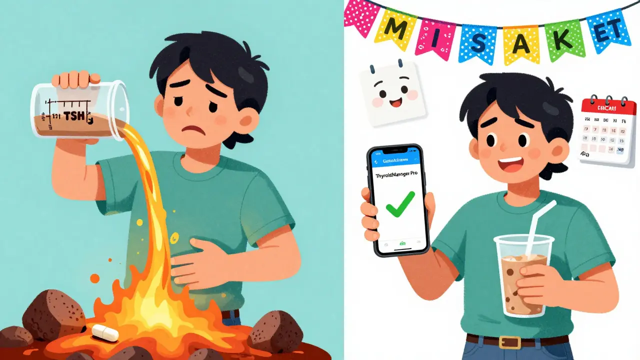 Comparaison en deux parties : à gauche, une absorption bloquée ; à droite, un timing correct avec une application mobile.