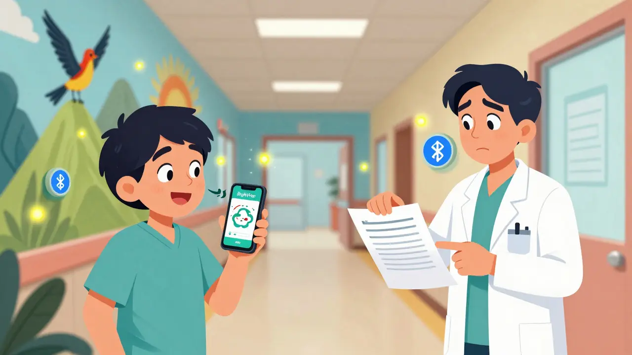 Un patient se dirige dans un hôpital coloré grâce à des instructions audio en temps réel.