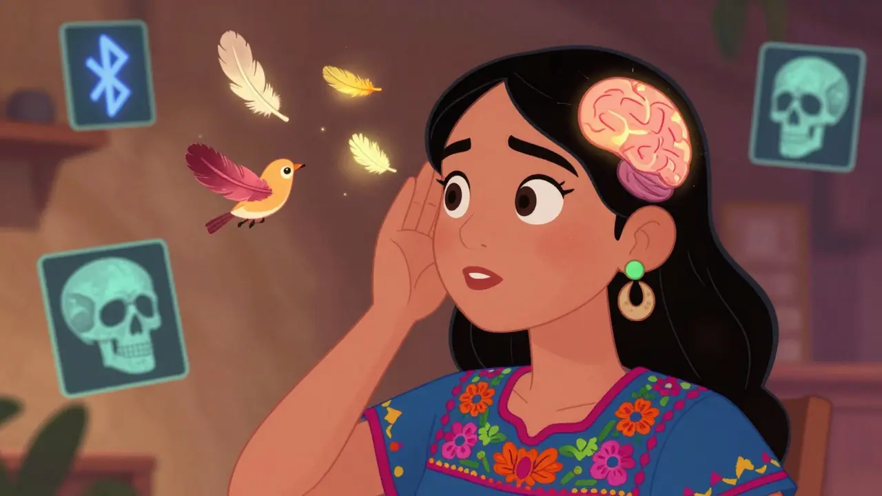 Une femme avec un implant interne invisible entend des oiseaux pour la première fois, des plumes sonores flottent vers son cerveau.