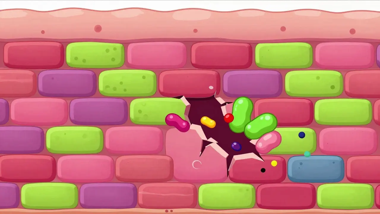 Schéma animé montrant des allergènes pénétrant une barrière cutanée endommagée.