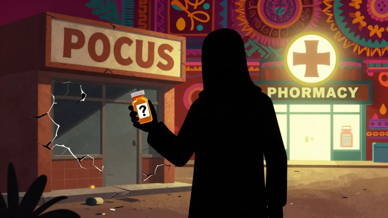Avertissement contre les pharmacies illégales en ligne, style animation