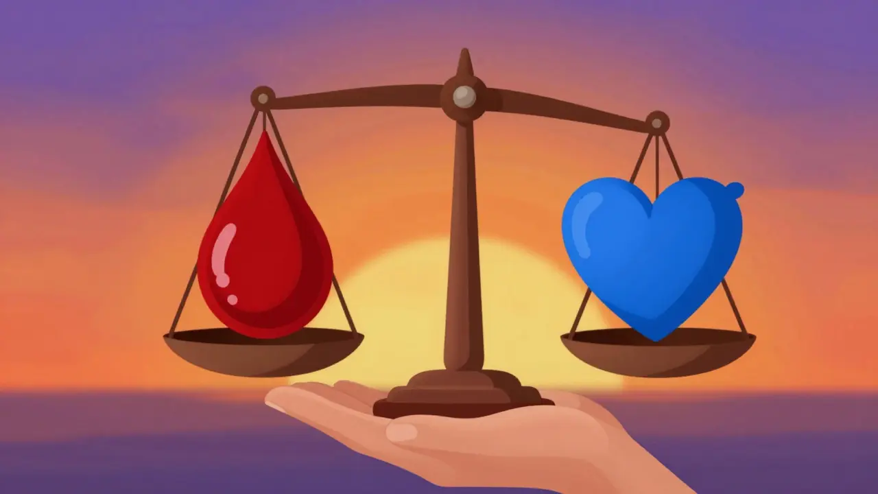 Balance symbolisant l'équilibre entre risque de saignement et caillot