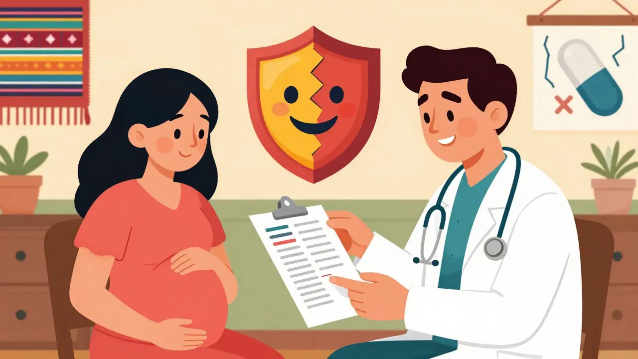 Médecin rassurant une patiente enceinte sur les médicaments sûrs