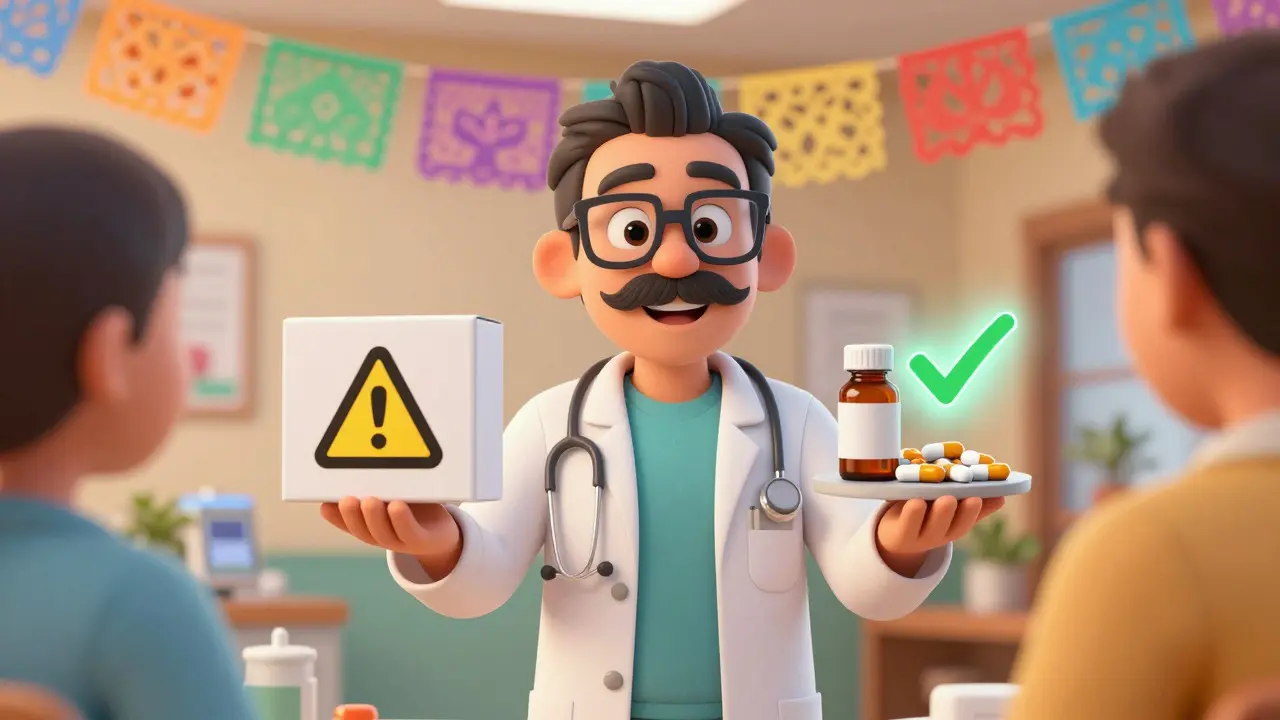 Médecin proposant des alternatives sûres à la codéine dans un cabinet