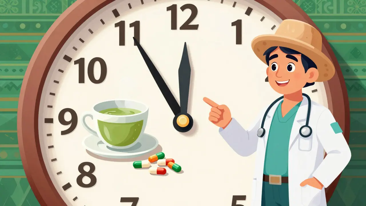 Docteur indiquant un délai de quatre heures entre le thé et les médicaments